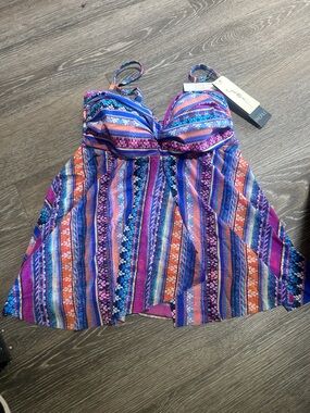 Profile by Gottex Soft Padded Cups Tankini Top Swimsuit Separates sz 12 New